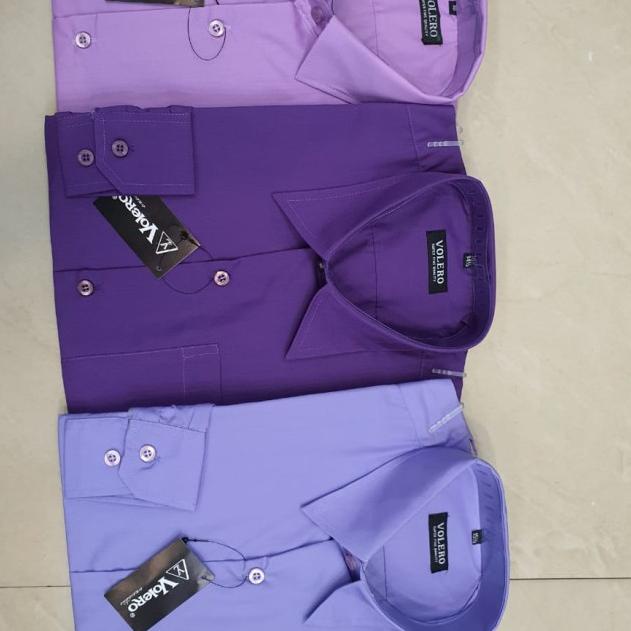 kemeja pria polos lengan panjang premium volero - ungu tua- - ungu tua, S