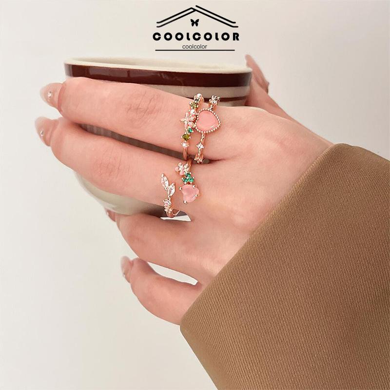 COD❤️Cincin Hat Pembukaan Dapat Disesuaikan  Cahaya Mewah Manis Cincin Wanita- cl
