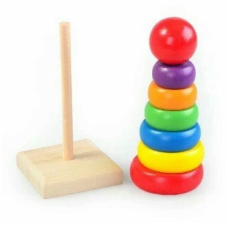 Rainbow Tower Puzzle Kayu Donat Susun