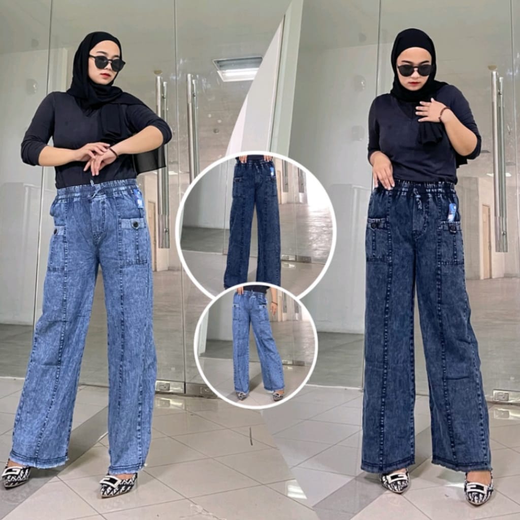 Kulot Jeans ROSA RAWIS / Kulot Jeans Wanita Pinggang Karet / TONNI DJAYA