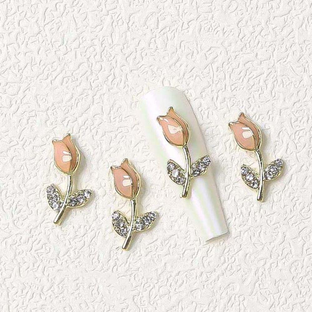 Mxbeauty Tulip Dekorasi Kuku Manis Jepang Logam Tulip DIY Nail Art Manicure Aksesoris Alloy Tulip Nail Drills
