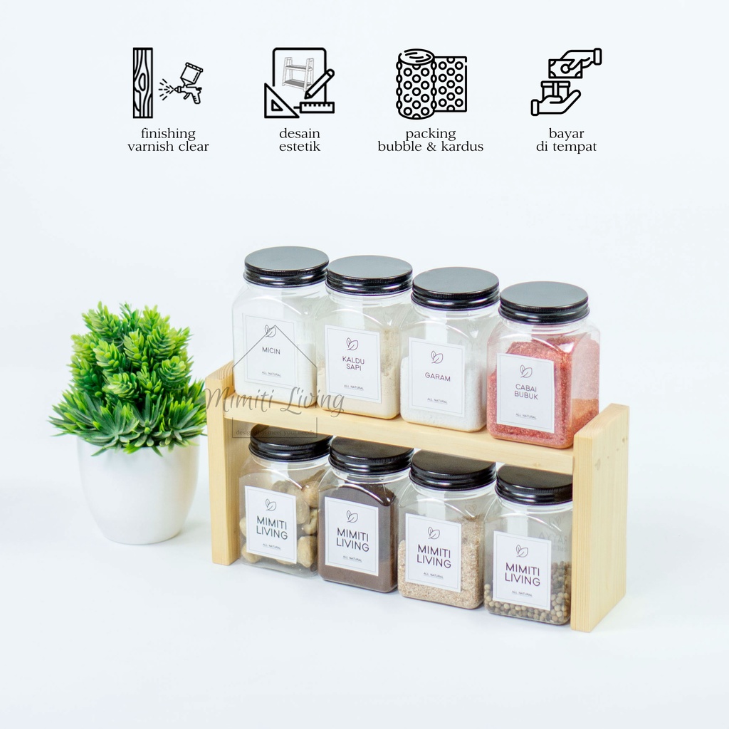 rak toples kayu estetik / rak toples minimalis / rak pajangan