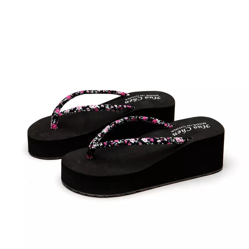 Sandal Wedges Jepit bunga kecil terbaru trendy