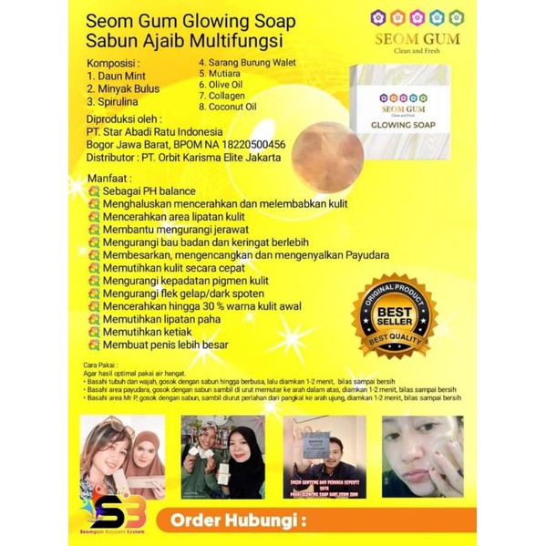 SABUN VIRAL SEOM GUM SABUN GLOWING / SEOM GUM SABUN FEMININE