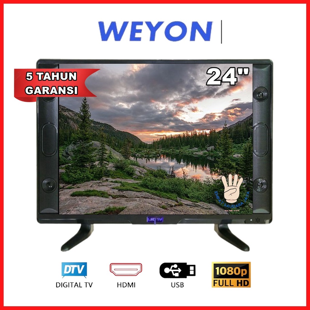 LED TV 24 INCH SPEAKER SUPPORT HDMI VGA AV DAN USB GARANSI RESMI 1TAHUN
