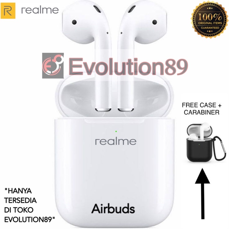 Headset Bluetooth ReaIme TWS Airbuds Free silikon Earphone Handsfree
