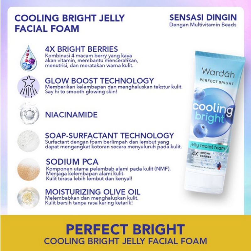 WARDAH PERFECT BRIGHT COOLING BRIGHT JELLY FACIAL FOAM 100ml