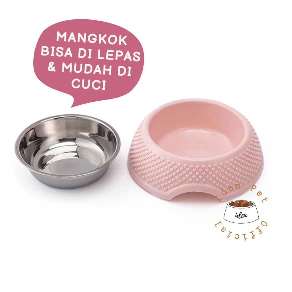 Mangkok Tempat Makan Minum Kucing Stainless Mangkuk Makanan Anjing Stainles Plastik Anti Selip Pet Dog Cat Bowl