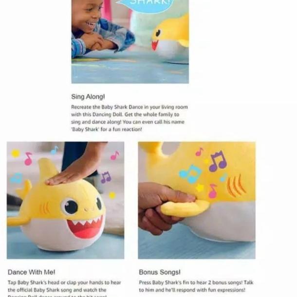 Kado Mainan Anak Baby Shark Dancing Singing / Mainan Boneka Baby Shark - BLUE