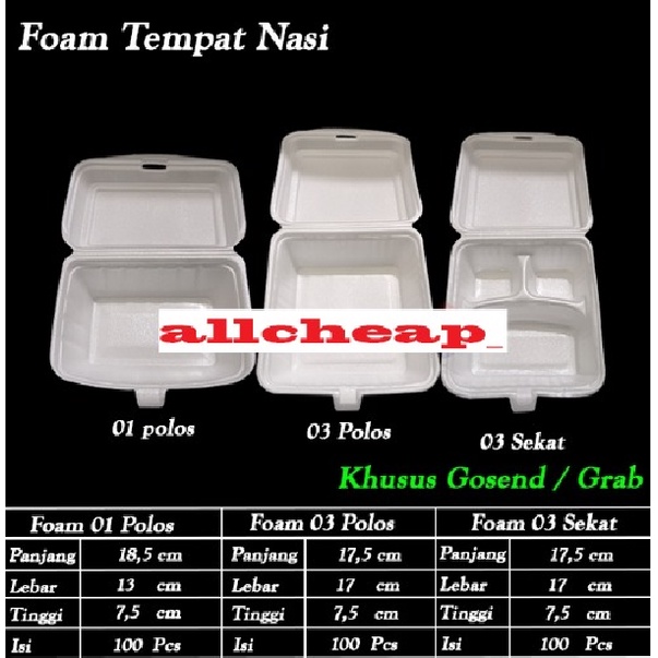 FOAM 01 STYROFOAM BUBUR GABUS NASI KOTAK MAKAN