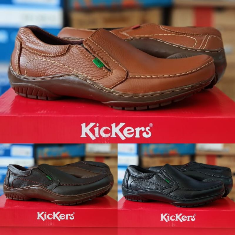 PROMO Sepatu Kickers Kerja Pria Dinas Kantor Laris Murah Lebay Kulit Asli Leather Slip on Anti Slip 275