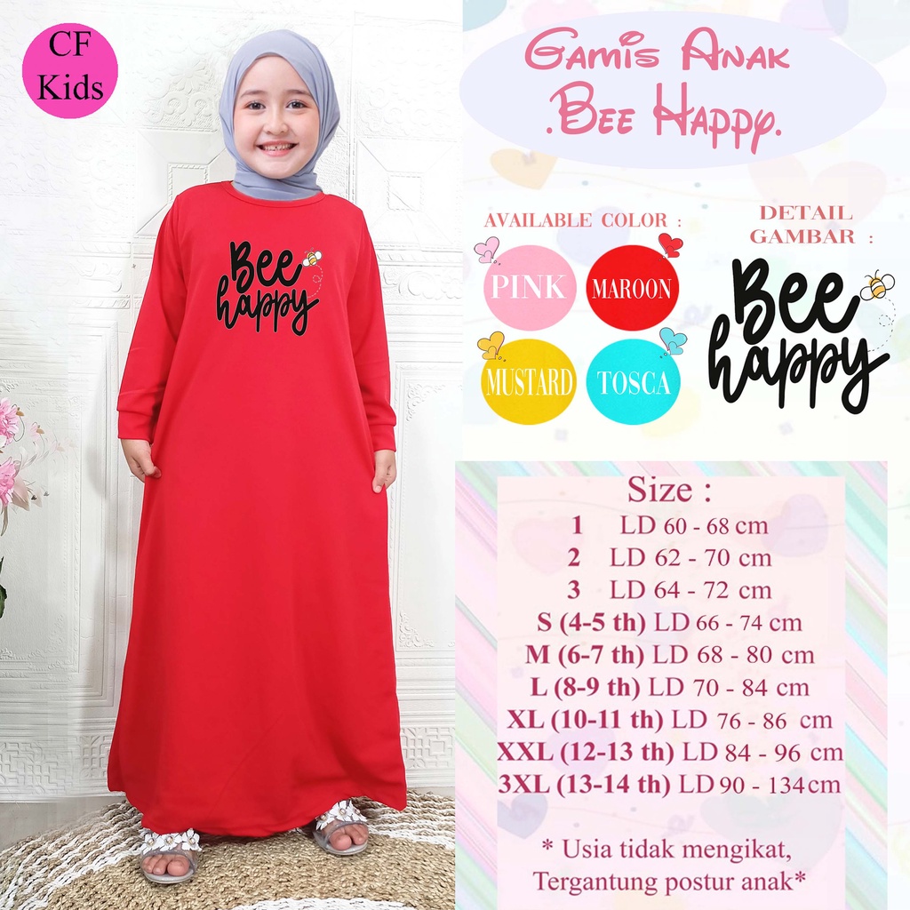 Gamis Anak Perempuan DTF Bee Happy CF Kids