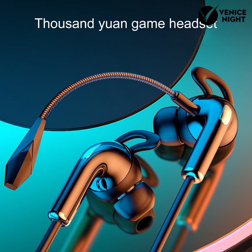 (VNEP) (Berkabel) Portable Noise Reduction In-Ear Earphone Gaming Computer Earpiece dengan Dual Mic