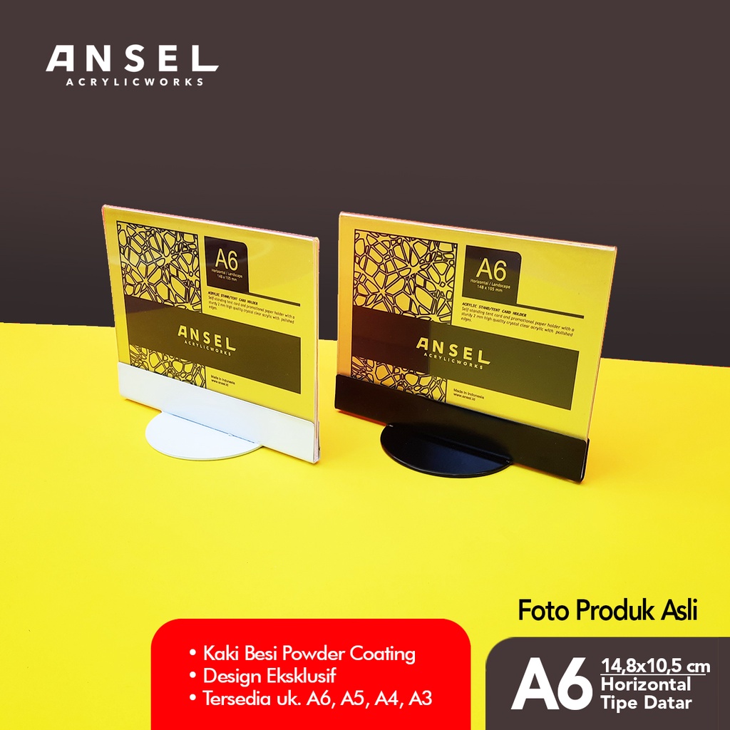 

SobatSaga ANSEL NORE - Tent Card Akrilik Kaki Besi / Datar A6 Horizontal 14,8x10,5 cm [Stand Akrilik