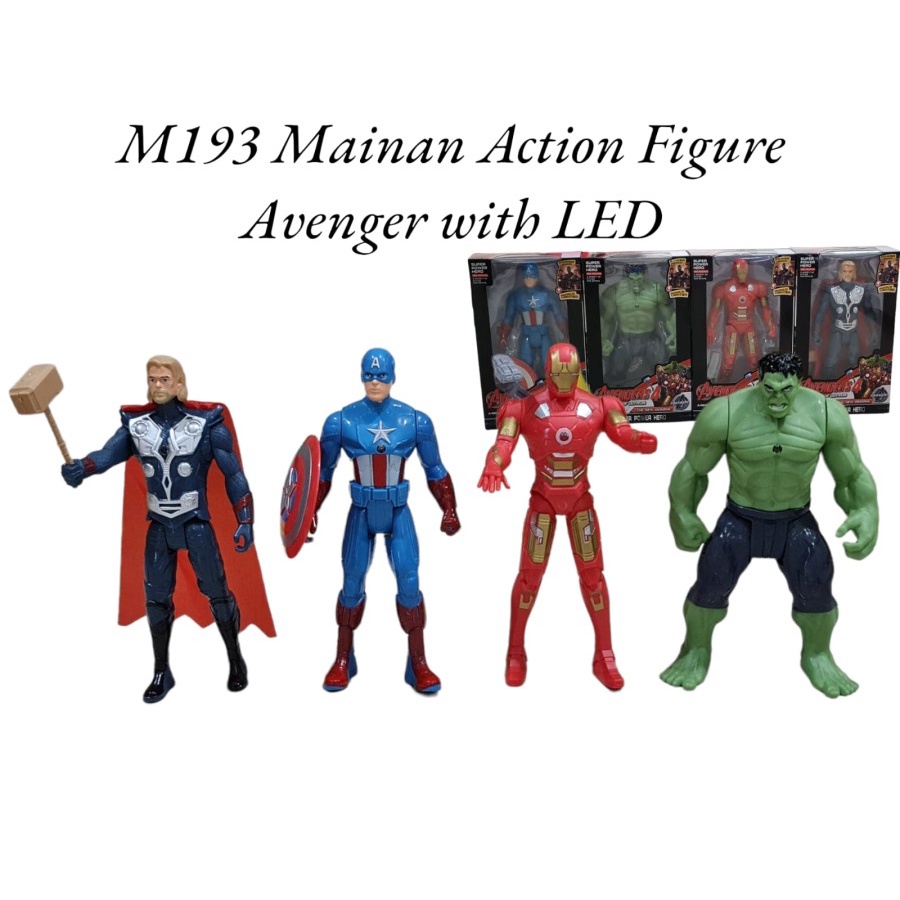 M193 Mainan Action Figure Set Avengers LED Ironman Hulk Thor Avenger MBS