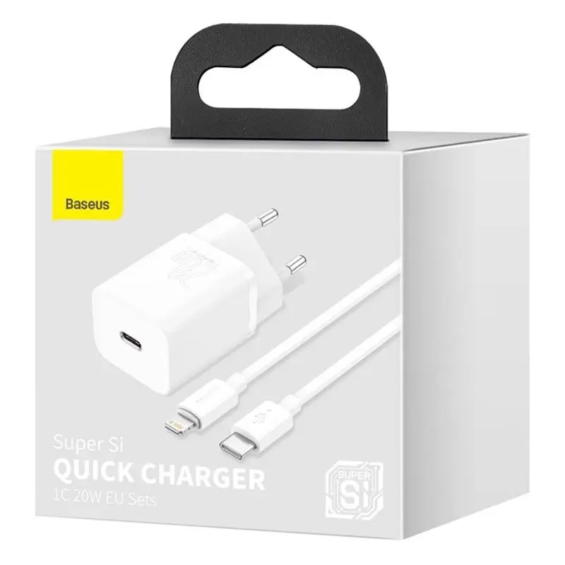 Baseus Super SI Quick Charger 1C White Bundling Data Cable USB-C to Lightning 1m 20W 25W Garansi Resmi