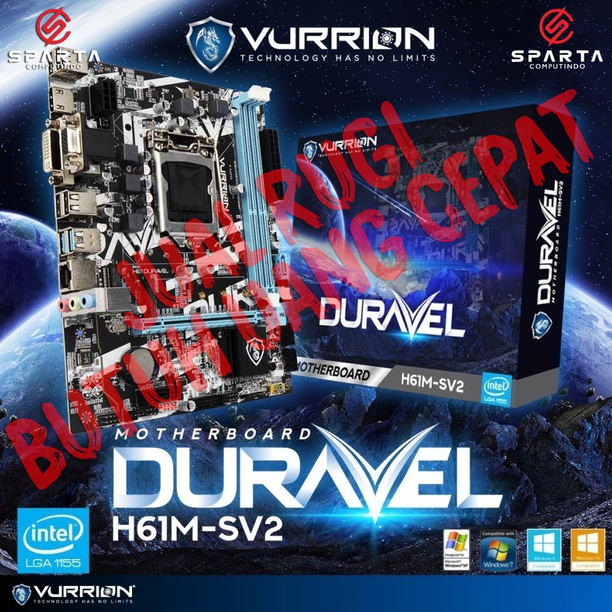 MOTHERBOARD MURAH H61M-SV2 LGA 1155 Suport M.2 Dan NVME Garansi Resmi 2 Tahun