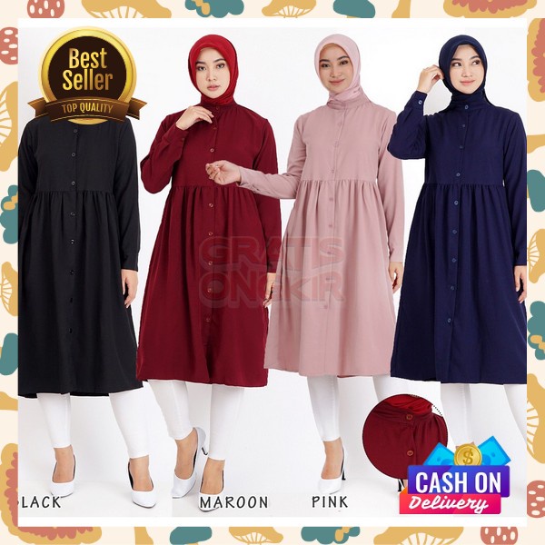 Tunk Model Terbaru Hem Basic Casual Tunic Cewe Elegan Tuniq Wnita Kantor Bsju Thunic Elegan Atasan T