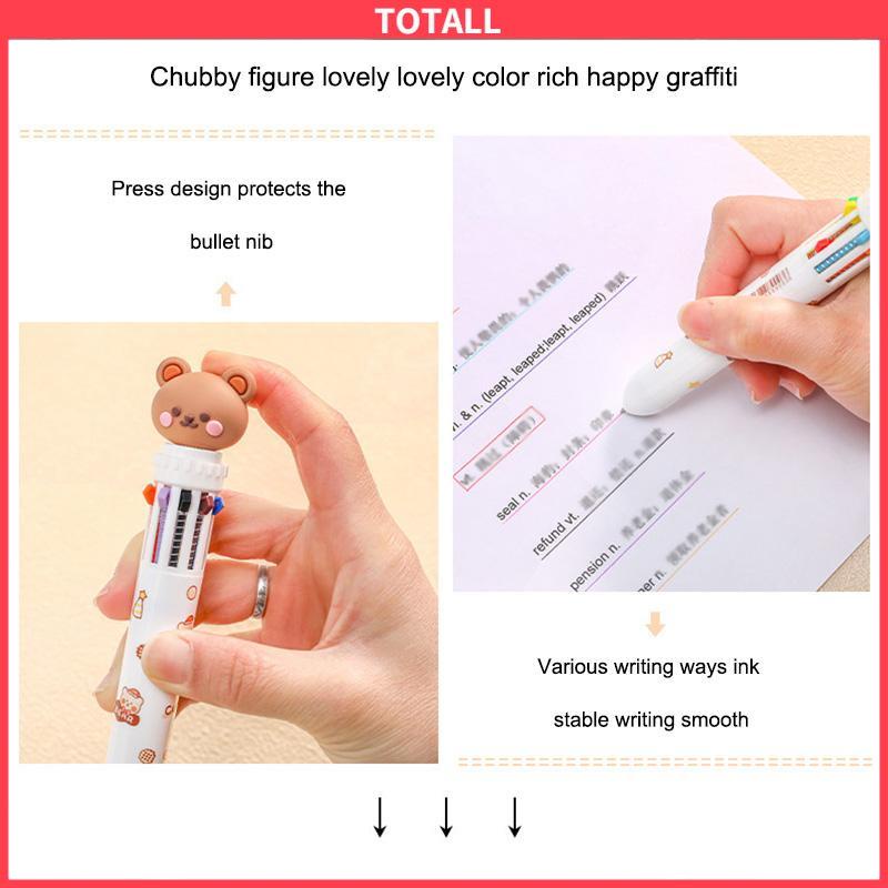 COD 1pc Pulpen Mekanik 10 Warna Warni Rectractable Pen Color Motif Kartun Lucu Bear Grid Kotak Aesthetic Bolpoin Alat Tulis Sekolah-Totall