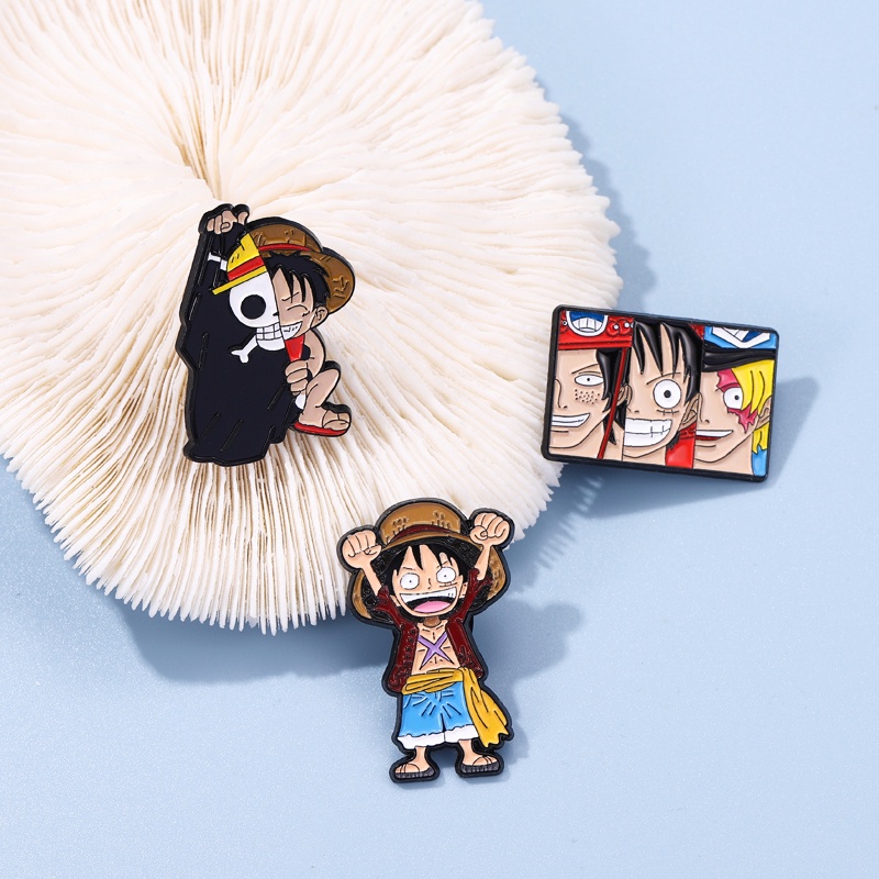 Bros Pin Enamel Desain Anime Luffy Ace Sabo Roronoa Zoro Bahan Alloy Metal Untuk Hadiah