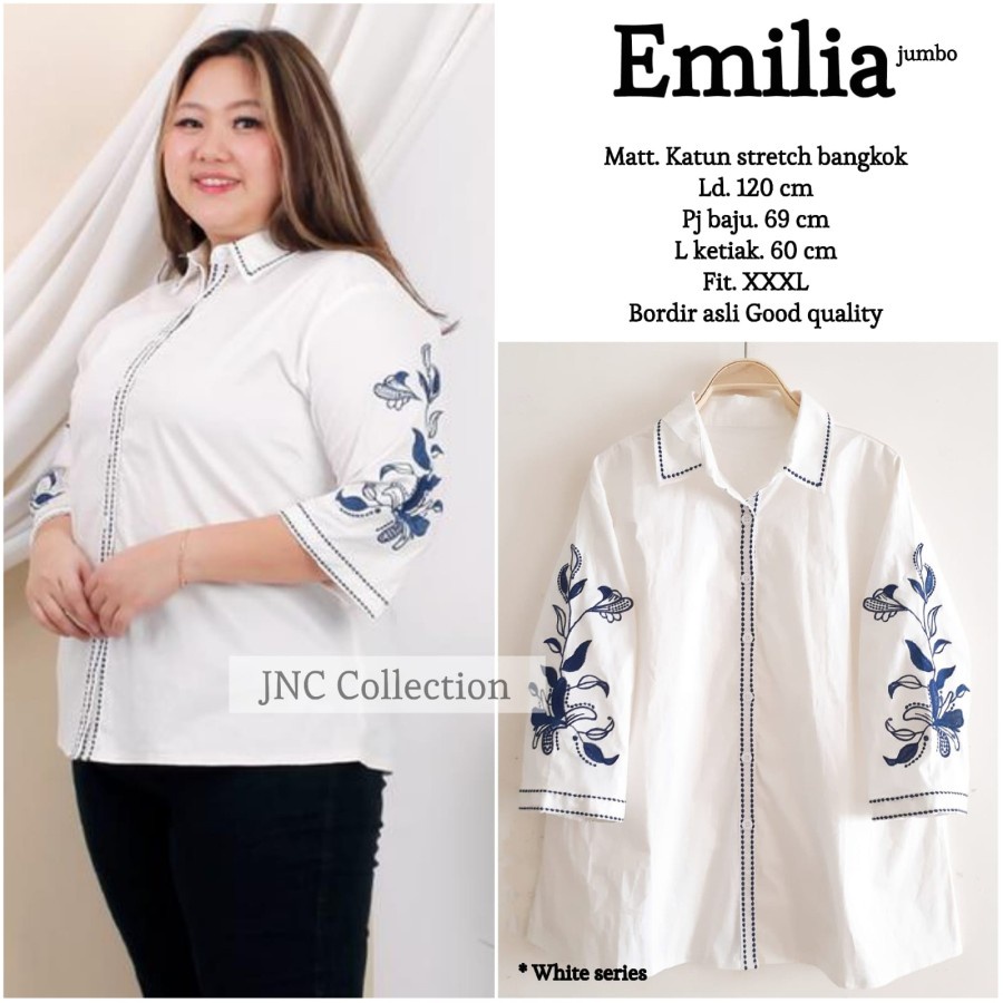 Kemeja Wanita Putih Jumbo Atasan Wanita Korea Jumbo Baju wanita Kemeja Baju Kerja Motif FASHION C7I1