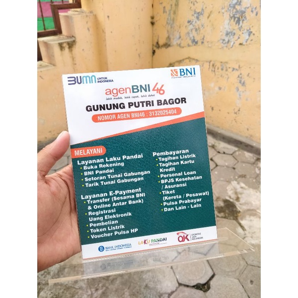 

AKRILIK MODEL PAPAN NAMA AGEN BNI UKURAN 15X20CM