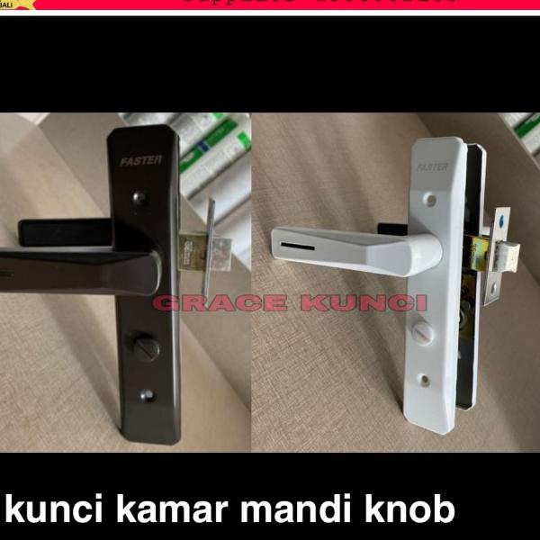kunci pintu kamar mandi handel pintu kamar mandi knob putih & coklat - Putih
