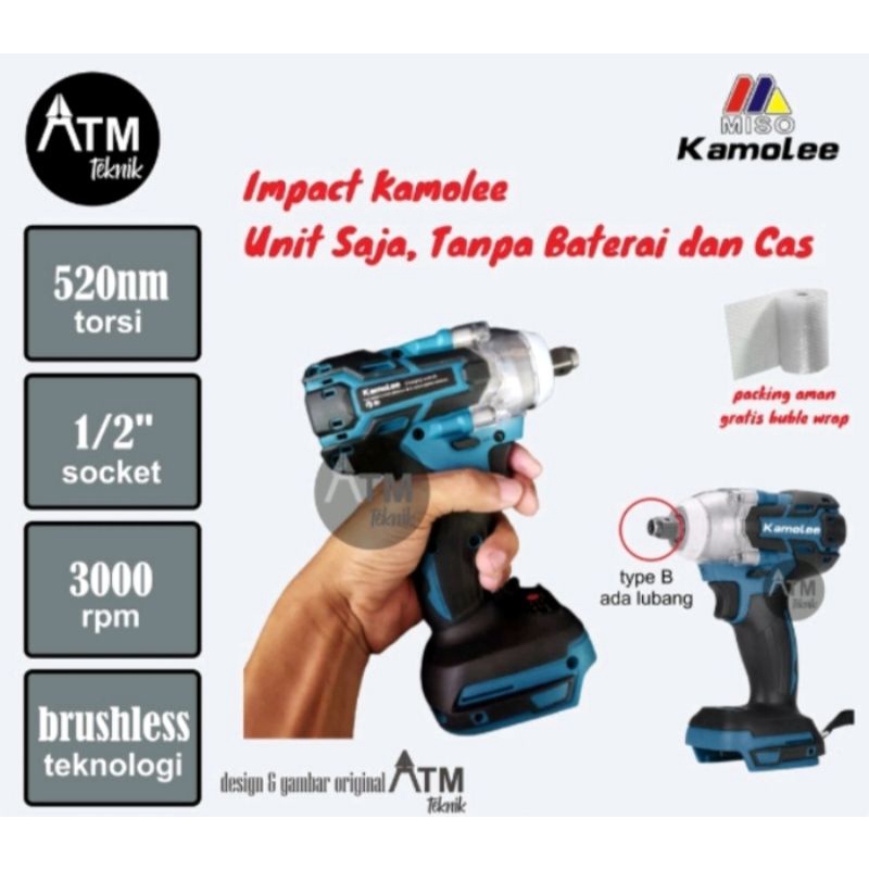 Impact wrench komolee 520NM unit only murah