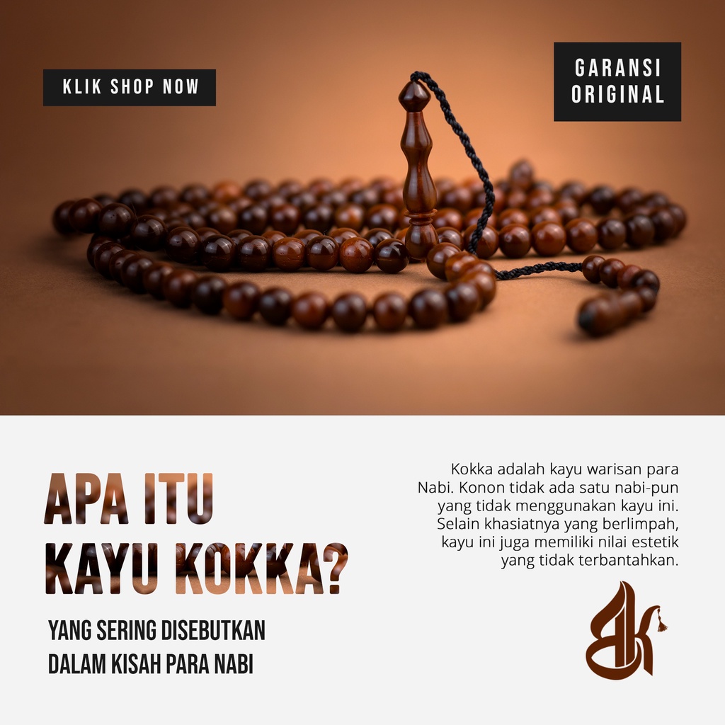 Tasbih Kokka Bulat 99 Original Kayu Kauka Asli Kaukah Kaoka Koka Kaokah  BENUKOKKA