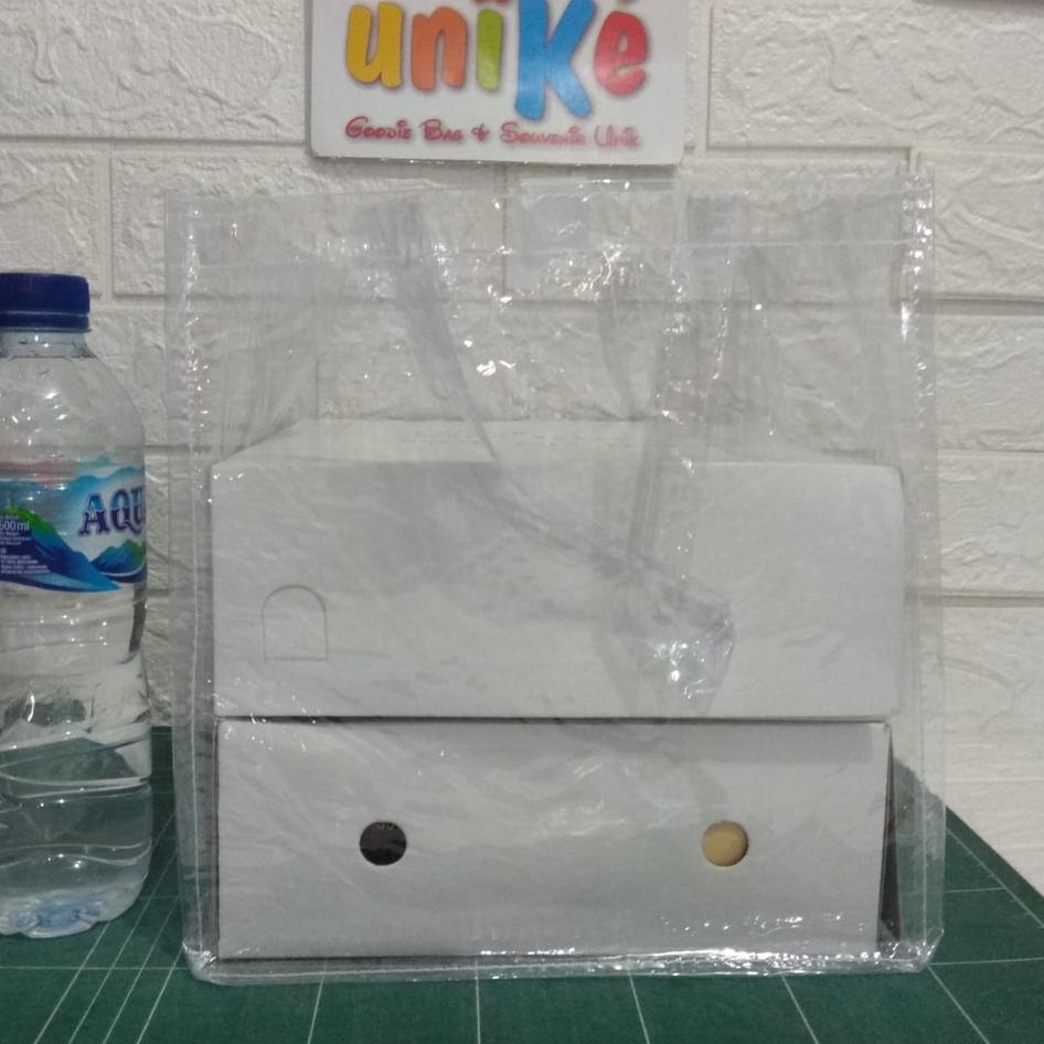 

﷼ Tas Mika 25x25x25 Transparan Polos 0.15 Goodie Bag Bingkisan Nasi Kotak 22x22 ロ