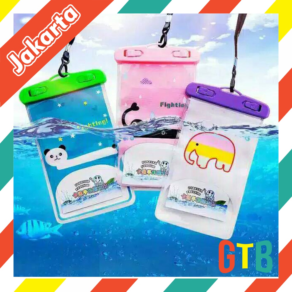 ❤GTB❤ Sarung HP Anti Air Motif Kartun Pouch HP Smartphone Waterproof Case Karakter Free Tali Gantung R647