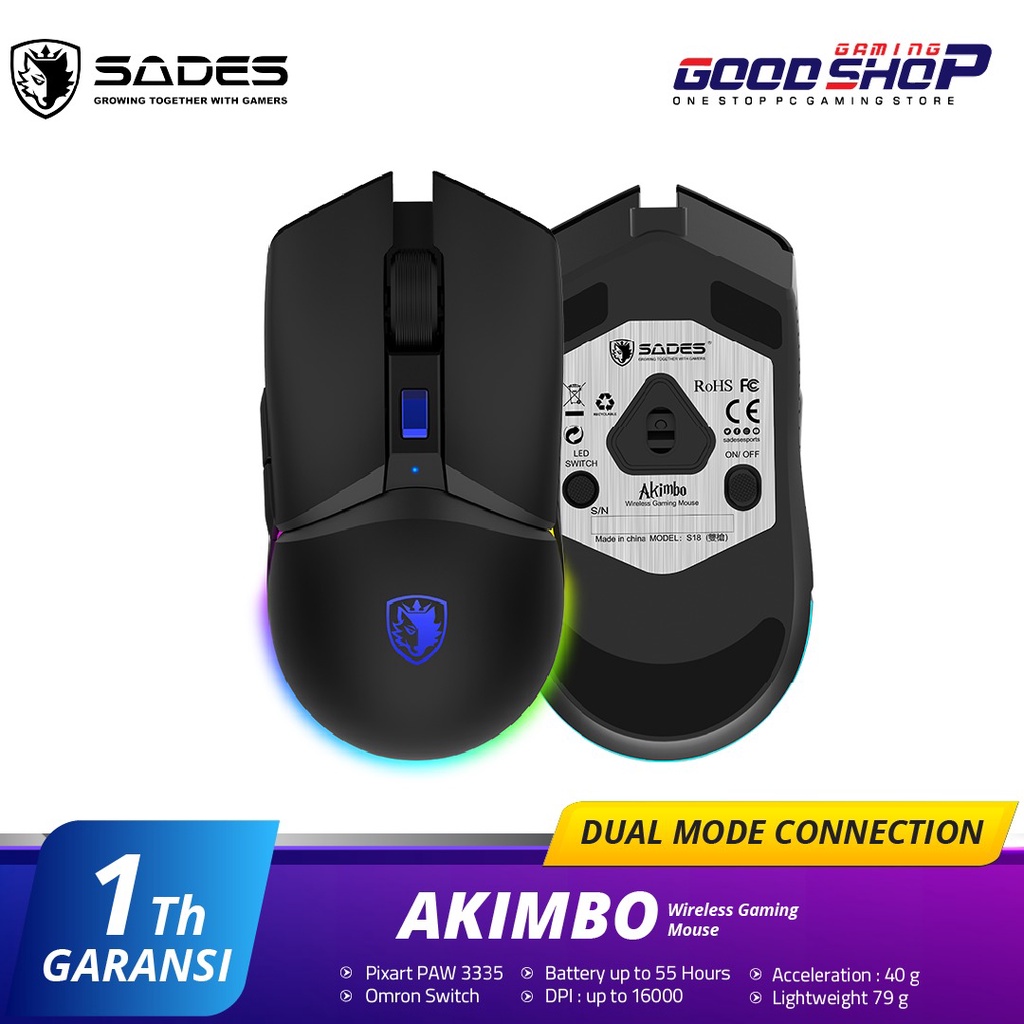 Sades Akimbo RGB Dual Mode Lightweight - Gaming Mouse