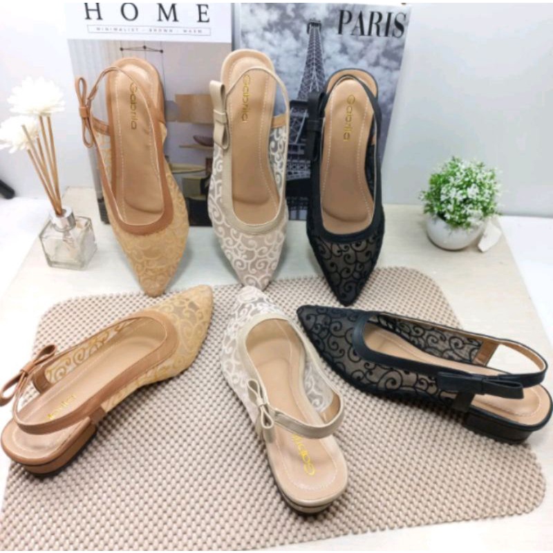 sepatu sandal wanita mules brukat import 3cm