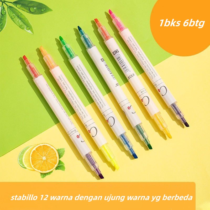 

stabilo/ stabilo 12warna /1set stabilo isi 6pcs dengan warna berbeda