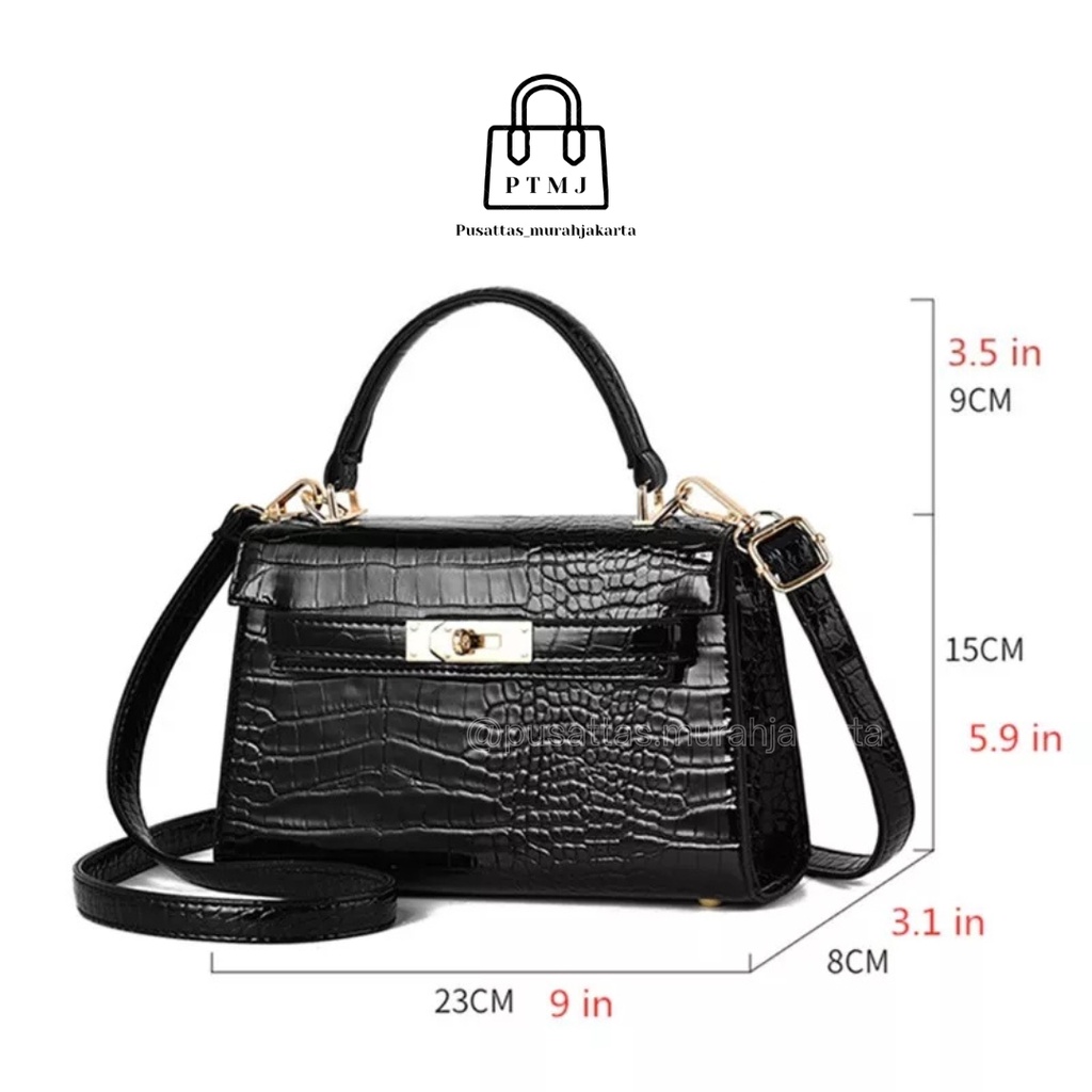 Karina bag sling bag premium bahan croco terbaru tas wanita selempang bahu ptmj