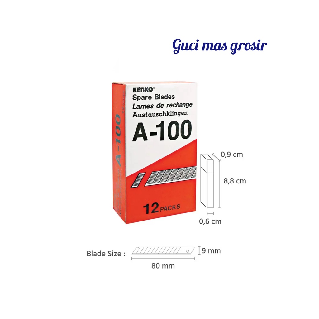 

Isi Cutter KENKO A100 (Kecil) \ CUTTER BLADE A-100 (9 MM) \ Mata Cutter Kenko ( ISI 5 )