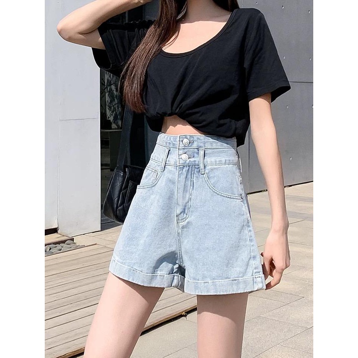 Celana Pendek Jeans Wanita Shorts Jeans Highwaist Hot Pants - BJ048