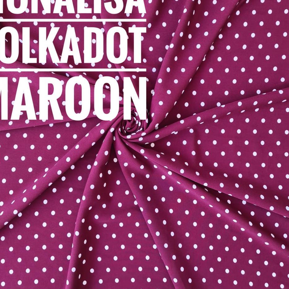 ❅ Kain Meteran Monalisa Polkadot Maroon (0.5M) ⇭