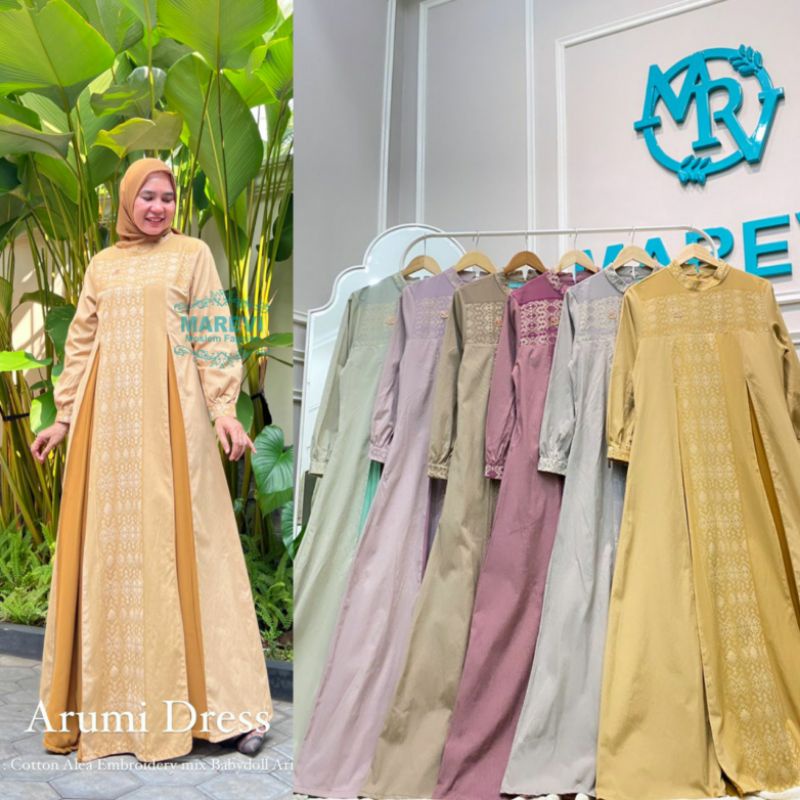 GAMIS PESTA / DRESS MEWAH / GAMIS SONGKET ARUMI DRESS BY MAREVI (ADA SIZE STANDAR DAN JUMBO)