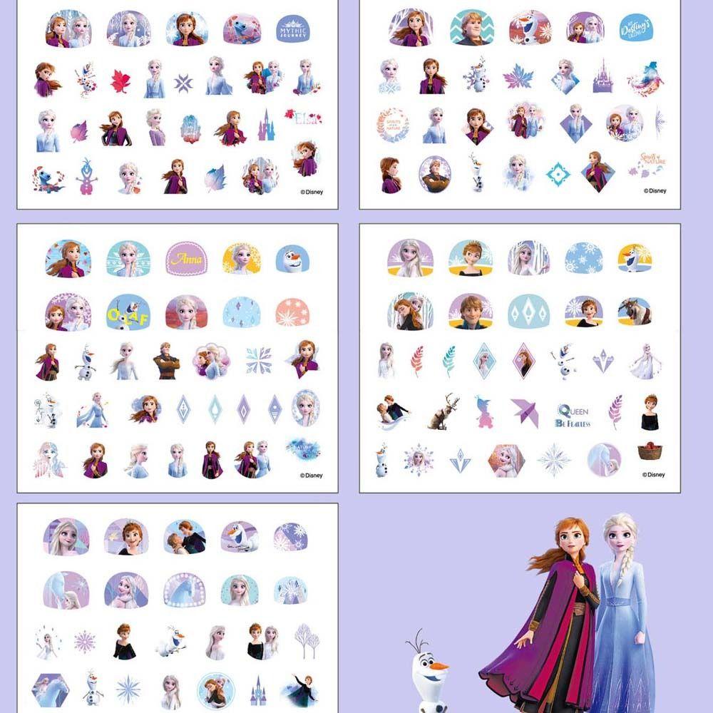 NEEDWAY Anak Stiker Kuku Gadis Hadiah Lucu Kartun Mainan Sofia Frozen Elsa Anna Nail Art Dekorasi