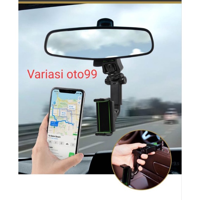 Holder HP Mobil 360° Universal 4 in 1 CAR Phone Holder Gantung Original Penyangga HP Di mobil Rearview Mirror Kaca