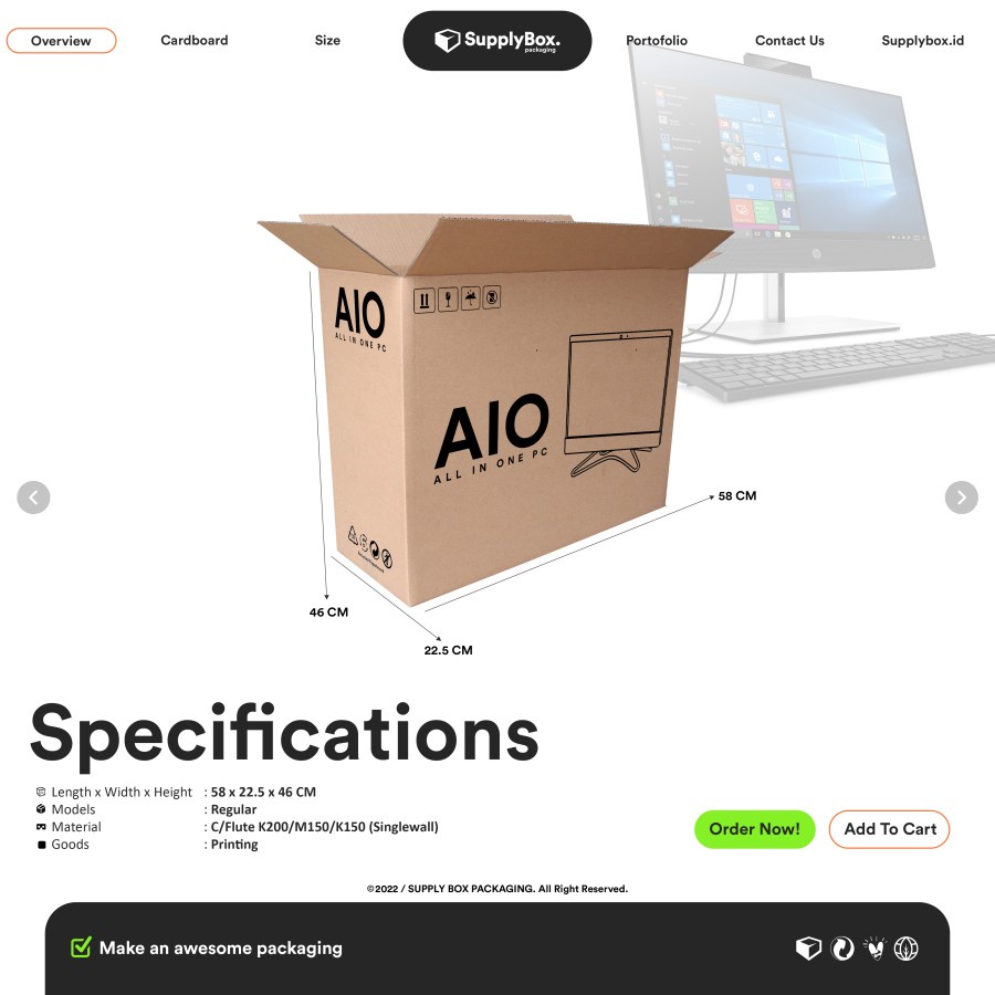 

BOX ALL IN ONE PC FAT PRINTING 22 INCH | Size 58 x 22.5 x 46 CM
