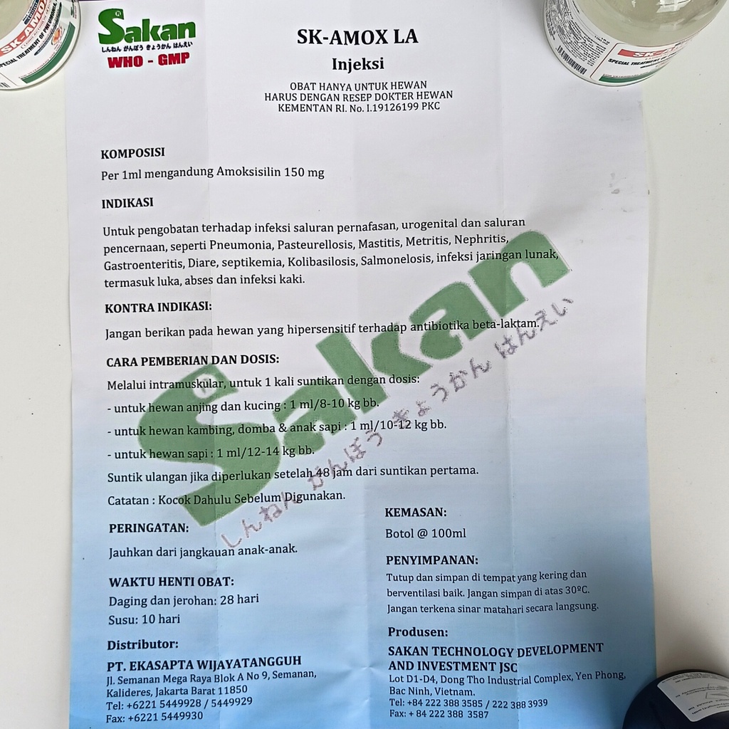 SK AMOX LA (Amoxcillin 15%) | Obat Infeksi Pada Ayam Sapi Kambing Babi Kucing Anjing | Mirip Betamox Intramox Amoxykep