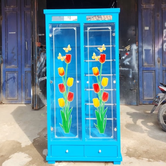 Lemari Pajangan Kaca / Lemari Hijab dan Tas / Kabinet 2 Pintu Warna