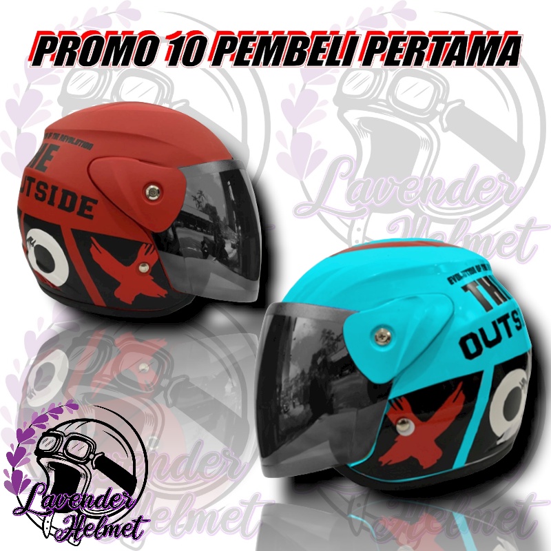 HELM MOTOR DEWASA HALF FACE MOTIF NOUVO OUTSIDE SEPERTI HELM GM EVOLUTION KUALITAS PREMIUM - BUKAN H