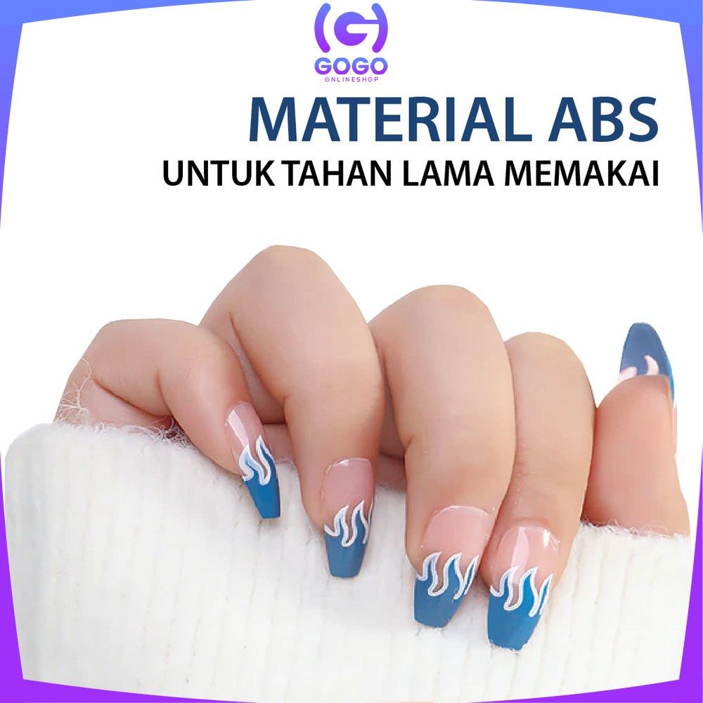 GOGO-K80 Kuku Palsu Motif Wanita Korea Perawatan Kuku Sticker Kuku Anti Air Hiasan Kuku Nail Art Kuku Palsu