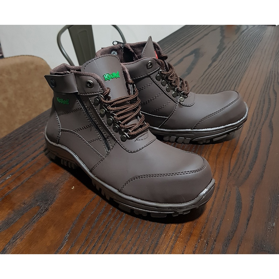 Sepatu Safety Proyek Ujung Besi - Septy Shoes Boot - Septi Kerja Lapangan Kulit Sintetis Tali - Sepatu Boots Kickers MORISEY