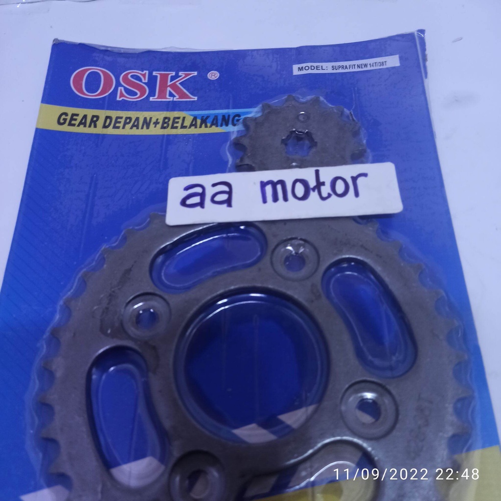 Gear Gir Sproket Depan 14T Belakang 38T Honda Supra Fit New Kualitas Bagus