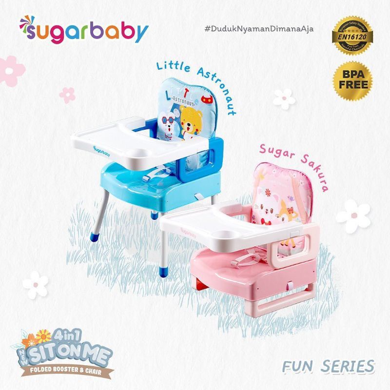 [FREE BUBBLE WRAB] Sugar Baby 4in1 Sit On Me Folding Booster Chair Seat Dudukan Bayi