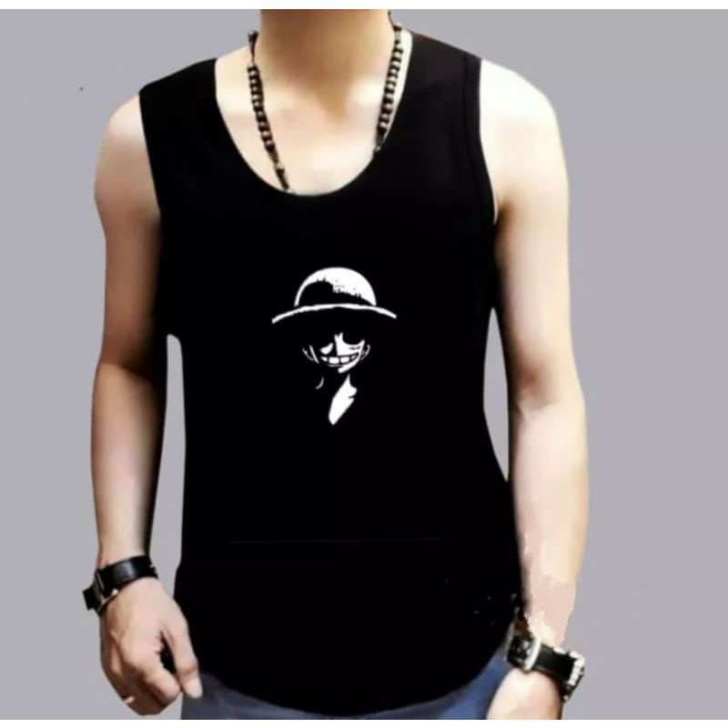 BAJU KAOS SINGLET DISTRO PRIA DEWASA MOTIF GAMBAR LUFFI
